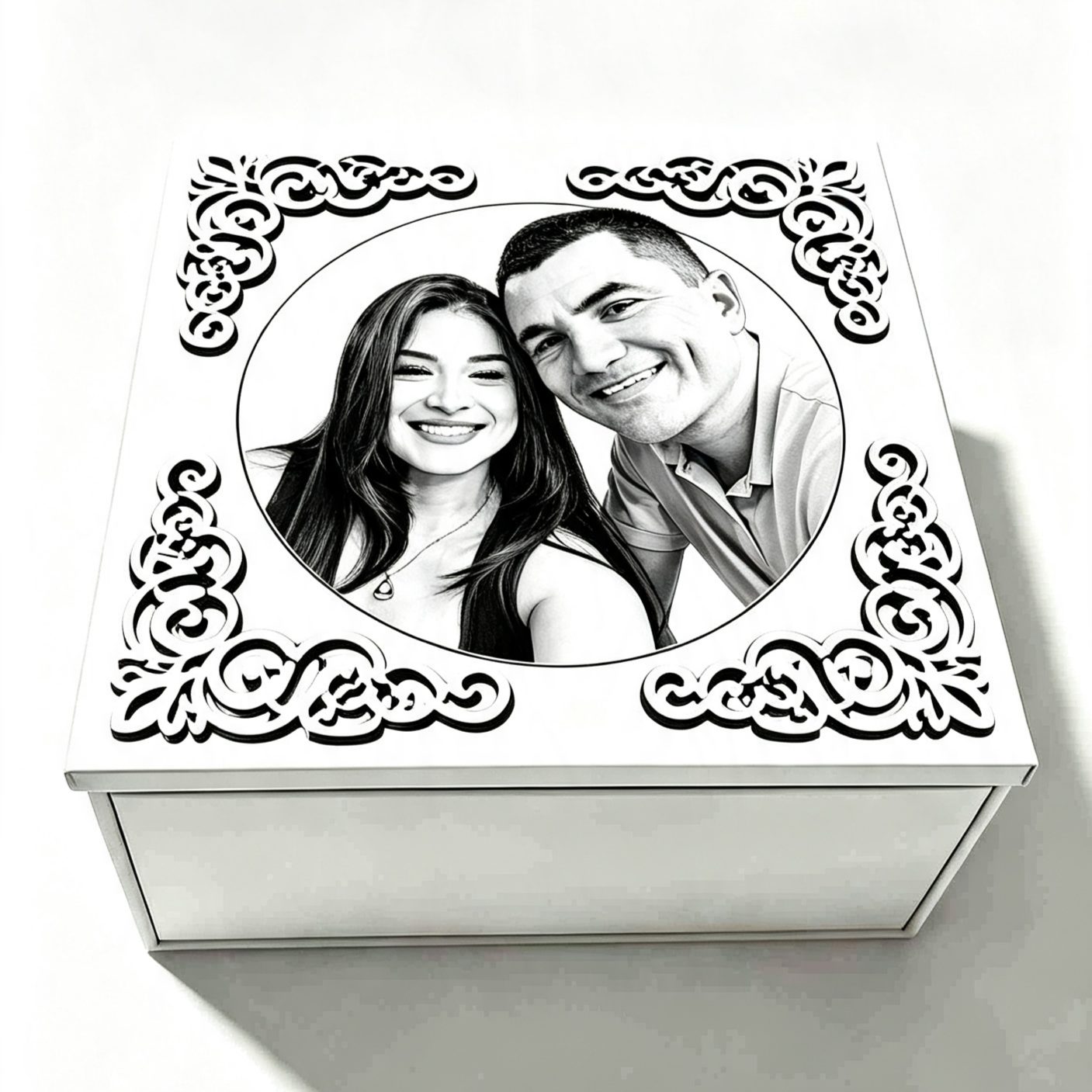 Caixa MDF Branca 20x20cm (fotogravação na tampa)