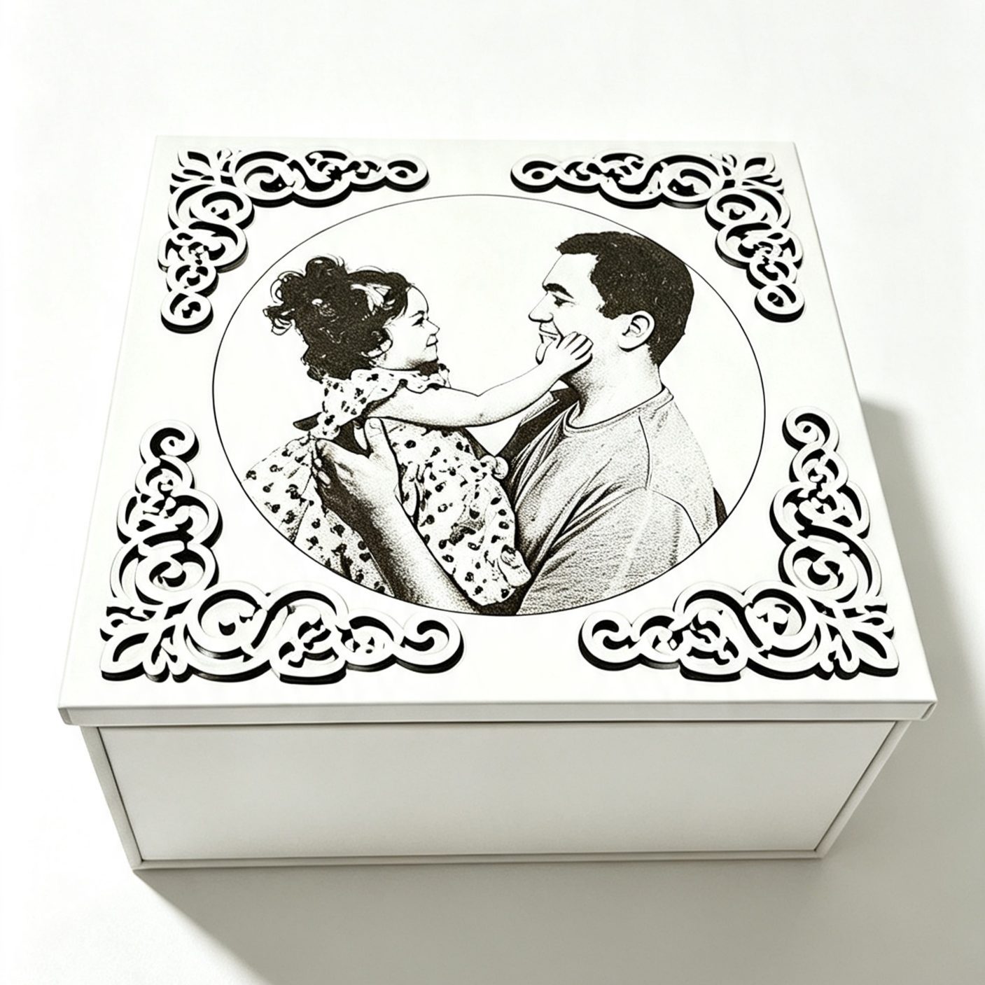 Caixa MDF Branca 15x15cm (fotogravação na tampa)